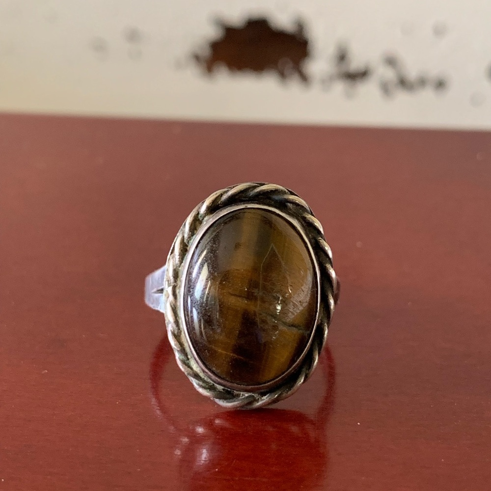 Vintage, Sterling Silver Tiger’s Eye Ring- size 8.75